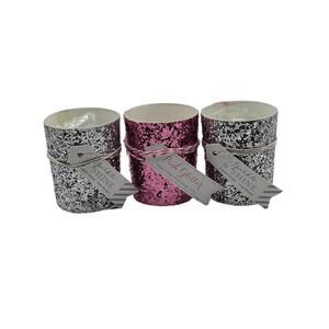 Kate Aspen Vintage Pink/Silver Glitter Tealight & Votive Candle Holders Set of 3